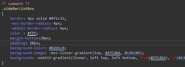 Пример кода CSS